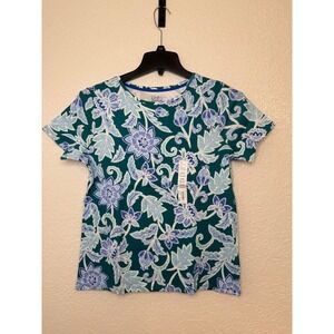 Croft & Barrow Classic Tee Women PM Short Sleeve Crewneck Floral‎ Print
